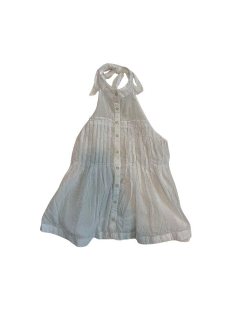 Free People White Halter Top With Pleated Details